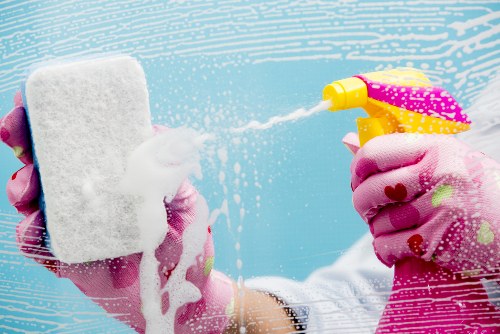 Professional carpet cleaners preparing a New Barnet home for cleaning